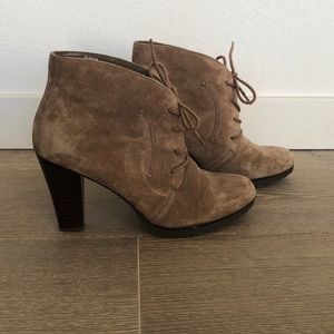 Leather Suede Heeled Booties